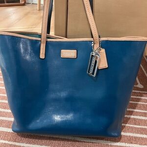 Coach Navy and Tan Tote Bag